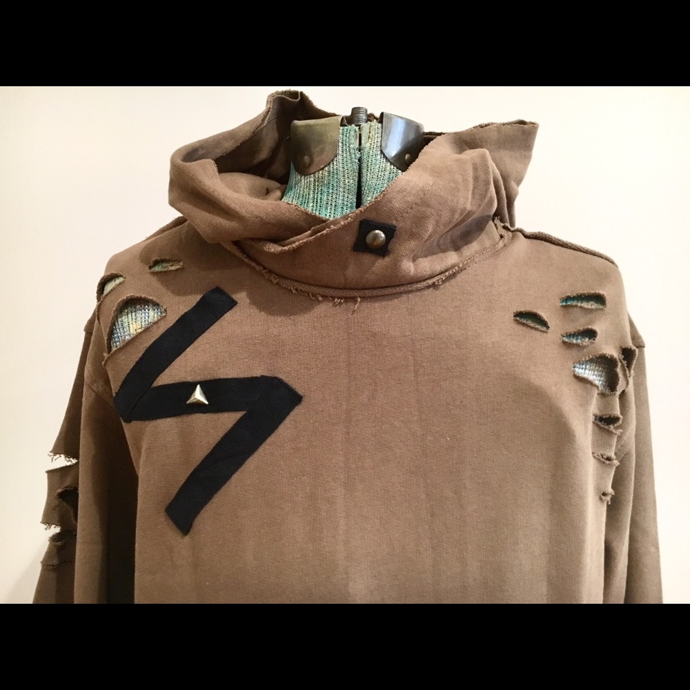 🔴 French Terry Distressed Pullover Hoodie NWT (Only Tobacco/Brown Available)